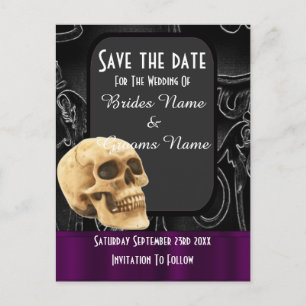Schwarzgothischer Schädel Save the Date Ankündigungspostkarte