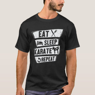Schwarzgurt Ninja Essen Schlafen Karate Wiederhole T-Shirt