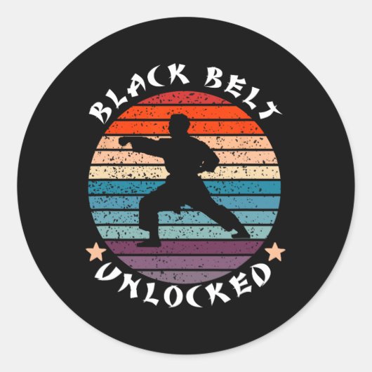 Schwarzgürtel-Level-Unlocks-Karate Behalten Runder Aufkleber (Vorderseite)
