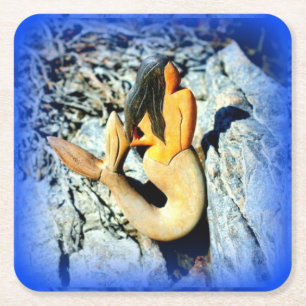 Schwarzhaarige Meerjungfrau Rechteckiger Pappuntersetzer