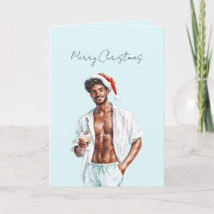 Schwarzhaariger Mann Weihnachten   Karte