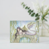 SCHWARZHAIRED MERMAID POSTKARTE (Stehend Vorderseite)