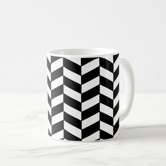 Schwarzherringbone Kaffeetasse (VorderseiteRechts)