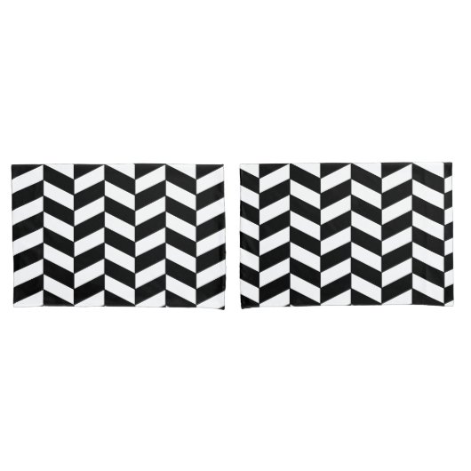 Schwarzherringbone Kissenbezug (Vorderseite-Set)