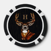Schwarzholz Hirsch Rustikales Country Monogramm Pokerchips (Rückseite)