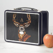Schwarzholzhölzer Hirsch Rustikales Land Personali Metall Lunch Box (Beispiel)