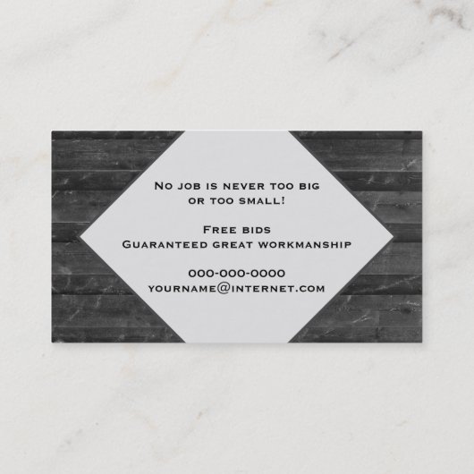 Schwarzholzkorn für Auftragnehmer Visitenkarte (Rückseite)