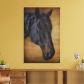 Schwarzhornportrait auf rustikalem Pergament-Effek Leinwanddruck (Insitu (Wohnzimmer))