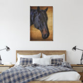 Schwarzhornportrait auf rustikalem Pergament-Effek Leinwanddruck (Insitu (Schlafzimmer))
