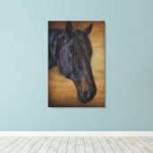 Schwarzhornportrait auf rustikalem Pergament-Effek Leinwanddruck (Insitu (Holzboden))