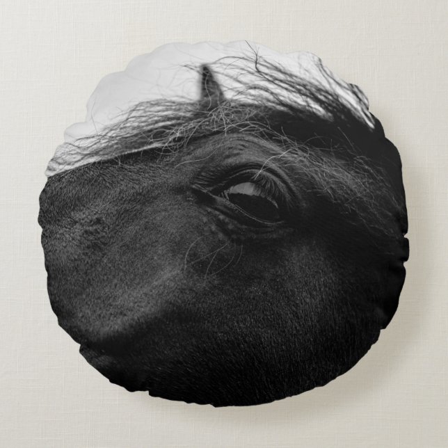 SCHWARZHORSE RUNDES KISSEN (Vorderseite)