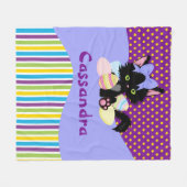 Schwarzkätzchen Ostereier - Punkte und Streifen Fleecedecke (Vorderseite (Horizontal))