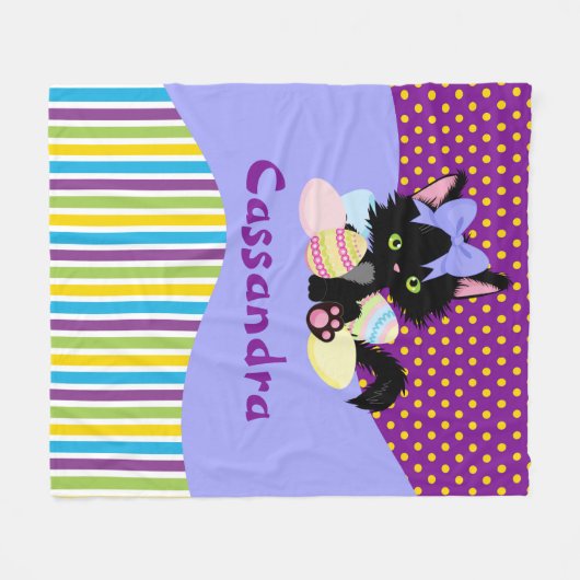 Schwarzkätzchen Ostereier - Punkte und Streifen Fleecedecke (Vorderseite (Horizontal))