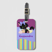 Schwarzkätzchen Ostereier - Punkte und Streifen Gepäckanhänger (Vorderseite Vertikal)