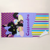 Schwarzkätzchen Ostereier - Punkte und Streifen Strandtuch (Vorderseite)