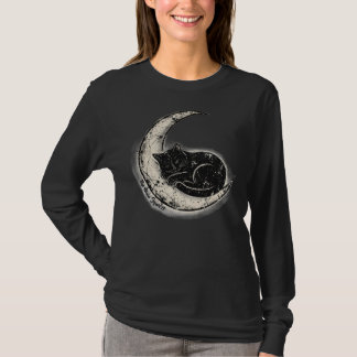 Schwarzkatze-auf-dem-Mond-T-Shirt T-Shirt