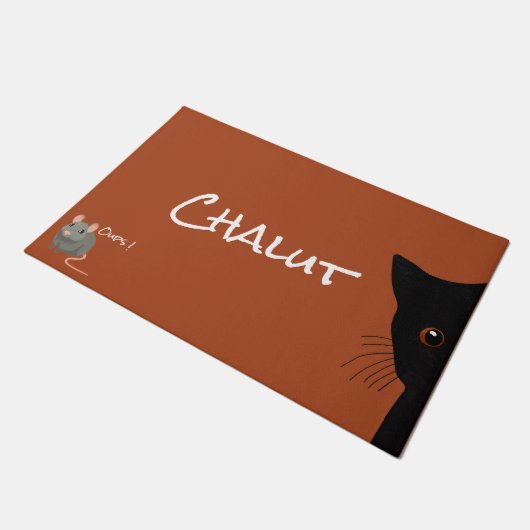 Schwarzkatze Fußmatte (Schrägansicht)