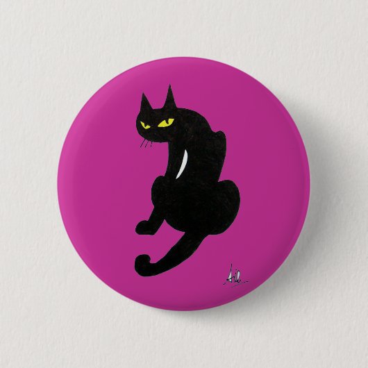 SCHWARZKATZE-HALLOWEEN-PARTY BUTTON (Vorderseite)