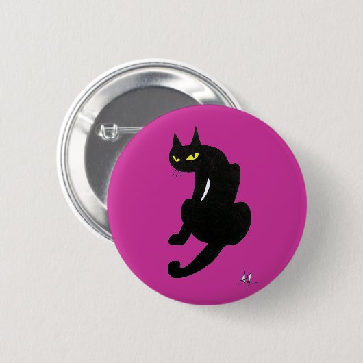 SCHWARZKATZE-HALLOWEEN-PARTY BUTTON (Vorne & Hinten)
