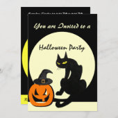 SCHWARZKATZE-HALLOWEEN-PARTY EINLADUNG (Vorne/Hinten)