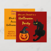 SCHWARZKATZE-HALLOWEEN-PARTY EINLADUNG (Vorne/Hinten)