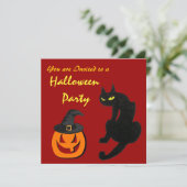 SCHWARZKATZE-HALLOWEEN-PARTY EINLADUNG (Stehend Vorderseite)