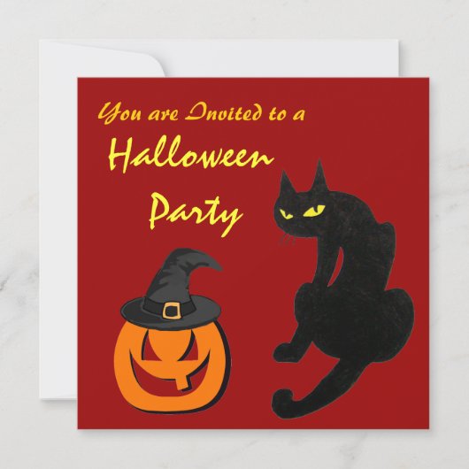 SCHWARZKATZE-HALLOWEEN-PARTY EINLADUNG (Vorderseite)