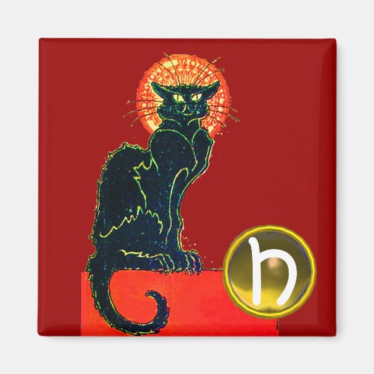 SCHWARZKATZE HALLOWEEN-PARTY GEM MONOGRAMM MAGNET (Vorne)