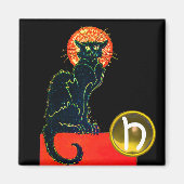 SCHWARZKATZE HALLOWEEN-PARTY GEM MONOGRAMM MAGNET (Vorne)