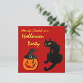 SCHWARZKATZE HALLOWEEN-PARTY Lila Orange Einladung (Stehend Vorderseite)
