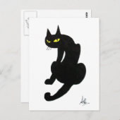 SCHWARZKATZE-HALLOWEEN-PARTY POSTKARTE (Vorne/Hinten)