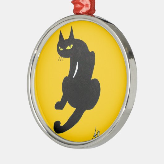 SCHWARZKATZE-HALLOWEEN-PARTY SILBERNES ORNAMENT (Links)