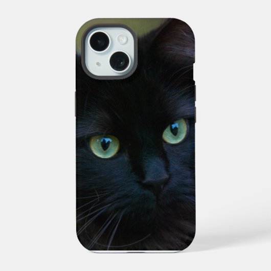 Schwarzkatze iPhone 15 Hülle (Rückseite)