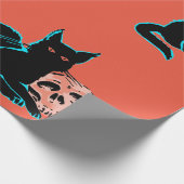 SCHWARZKATZE MIT SKULTUR GESCHENKPAPIER (Ecke)