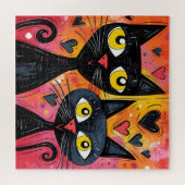 SCHWARZKATZE NIEDLICH KATZ ART JIGSAW PUZZLE (Horizontal)