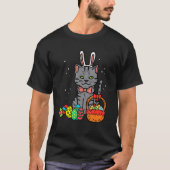 Schwarzkatze Osterhase Ostereier Korb T-Shirt (Vorderseite)