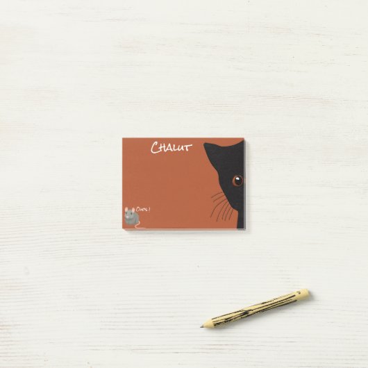 Schwarzkatze Post-it Klebezettel (Auf Schreibtisch)