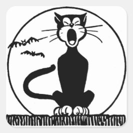 SCHWARZKATZE QUADRATISCHER AUFKLEBER