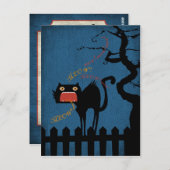 Schwarzkatze zu Halloween Postkarte (Vorne/Hinten)