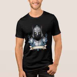 Schwarzkatzen-Ritter-Wappen-Emblem T-Shirt Tri-Blend Shirt