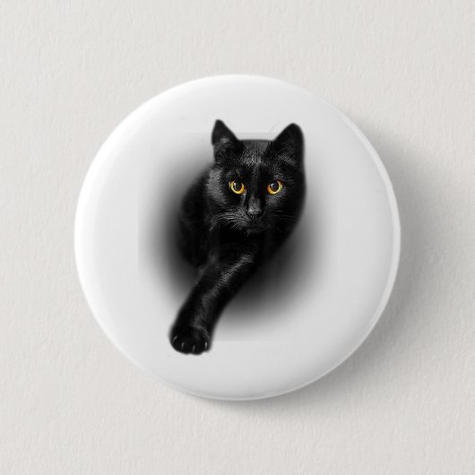 Schwarzkatzengelbe Augen Katzen Button (Vorderseite)