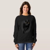 Schwarzkatzengelbe Augen Katzen Sweatshirt (Vorne ganz)