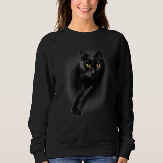 Schwarzkatzengelbe Augen Katzen Sweatshirt (Vorderseite)