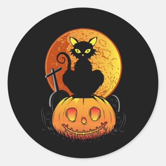 Schwarzkatzenhalloween Runder Aufkleber (Vorderseite)