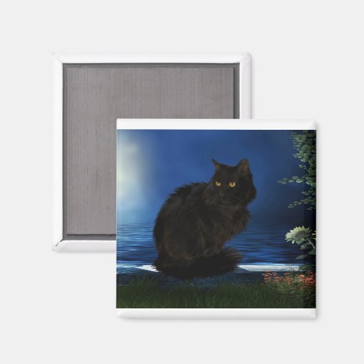Schwarzkatzenkatze Magnet (Vorderseite/Rückseite)