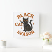 Schwarzkatzenzeit Quadratische Wanduhr (Zuhause)