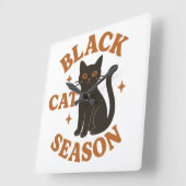 Schwarzkatzenzeit Quadratische Wanduhr (Winkel)