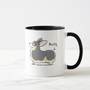 Schwarzköpfige Tri Pembrokecorgi-Hintern-Tasse Tasse