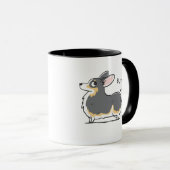 Schwarzköpfige Tri Pembrokecorgi-Hintern-Tasse Tasse (VorderseiteRechts)