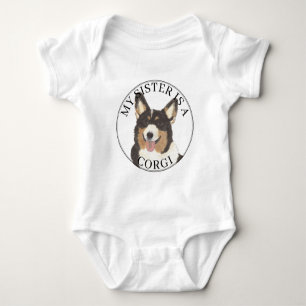 Schwarzköpfiger dreifarbiger Corgi-Hund große Schw Baby Strampler